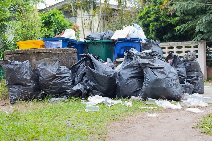 picture of a large garbage unit full of yard waste